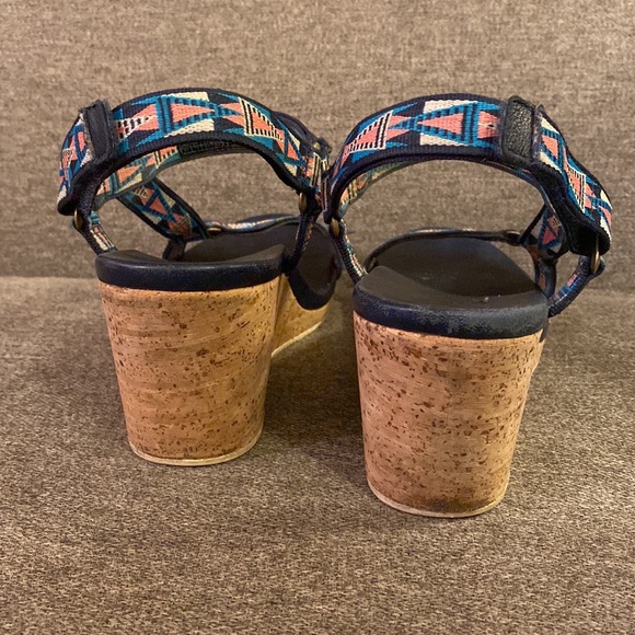 Teva Arabelle Wedge Sandal Nylon Velcro Strap Cork Heel Womens Size 9.5 - Picture 6 of 12